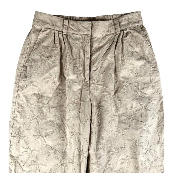 House Of Harlow 1960 Tan Embroidered Cotton Barrel Leg With Elastic Waist US M - Picture 11 of 12